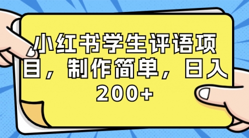 【第8734期】小红书学生评语项目，制作简单，日入200+（附资源素材）-勇锶商机网