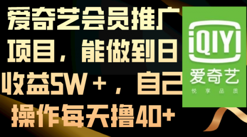 【第8764期】爱奇艺会员推广项目，能做到日收益5W＋-勇锶商机网