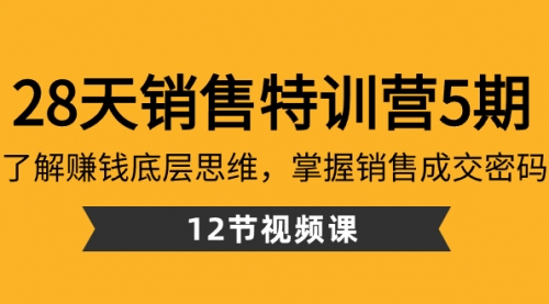 【第8768期】28天·销售特训营5期：了解赚钱底层思维，掌握销售成交密码（12节课）-勇锶商机网