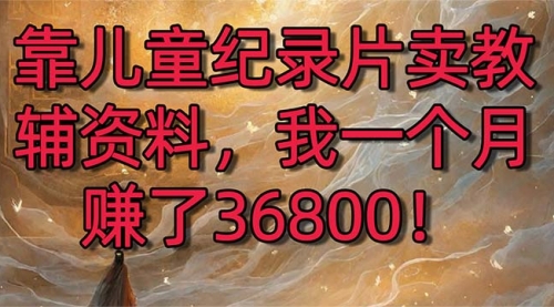 【第6956期】靠儿童纪录片卖教辅资料，一个月赚了36800！暴力变现2.0版本，喂饭级教学