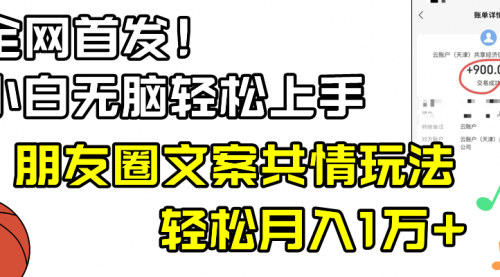 【第8908期】小白轻松无脑上手，朋友圈共情文案玩法，月入1W+-勇锶商机网