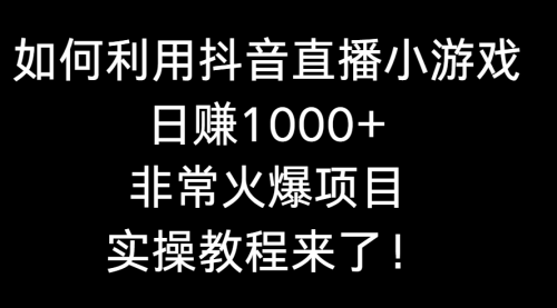 【第8921期】如何利用抖音直播小游戏日赚1000+，非常火爆项目，实操教程来了！-勇锶商机网