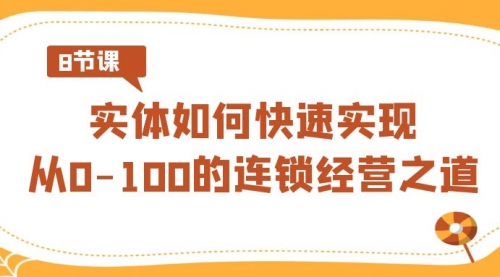 【第8986期】实体·如何快速实现从0-100的连锁经营之道（8节视频课）-勇锶商机网