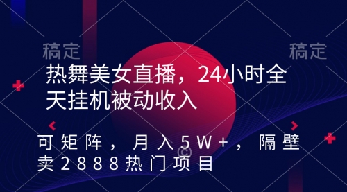 【第9045期】热舞美女直播，24小时全天挂机被动收入，可矩阵 月入5W+隔壁卖2888热门项目-勇锶商机网