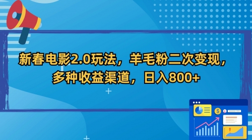 【第9065期】新春电影2.0玩法，羊毛粉二次变现，多种收益渠道，日入800+-勇锶商机网