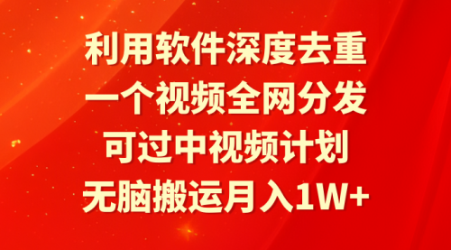 【第9196期】利用软件深度去重，一个视频全网分发，可过中视频计划，无脑搬运月入1W+-勇锶商机网