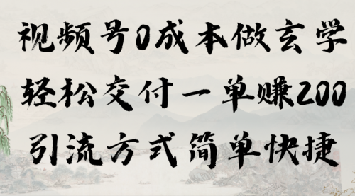 【第9201期】视频号0成本做玄学轻松交付一单赚200引流方式简单快捷（教程+软件）-勇锶商机网