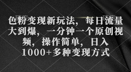 【第9246期】色粉变现新玩法，每日流量大到爆，一分钟一个原创视频-勇锶商机网