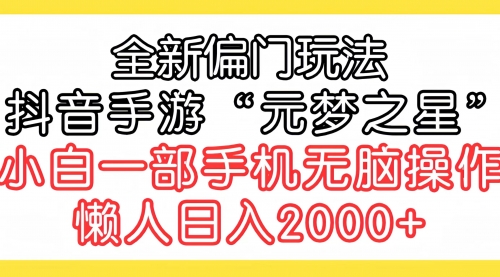 【第9544期】全新偏门玩法，抖音手游“元梦之星”小白一部手机无脑操作-勇锶商机网