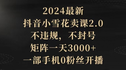 【第9547期】2024最新抖音小雪花卖课2.0 不违规 不封号 矩阵一天3000+-勇锶商机网