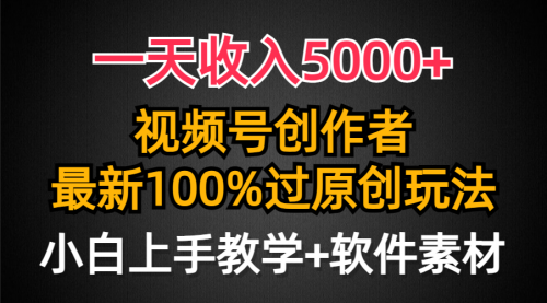 【第9487期】一天收入5000+，视频号创作者，最新100%原创玩法-勇锶商机网