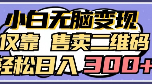 【第9550期】小白无脑变现，仅靠售卖二维码，轻松日入300+-勇锶商机网