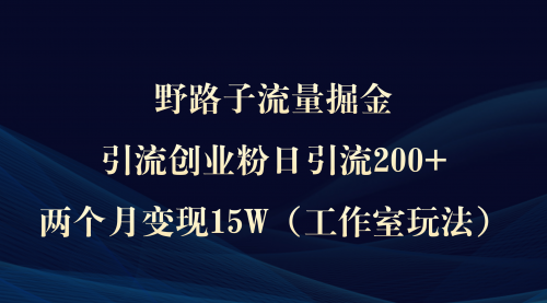 【第9449期】野路子流量掘金，引流创业粉日引流200+，两个月变现15W（工作室玩法）-勇锶商机网