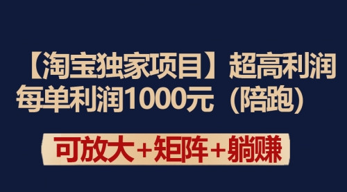 【第9358期】淘宝独家项目超高利润：每单利润1000元-勇锶商机网