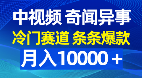 【第9559期】中视频奇闻异事，冷门赛道条条爆款，月入10000＋-勇锶商机网