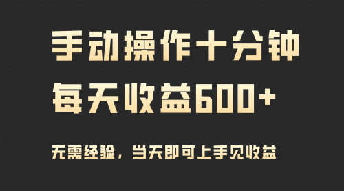 【第9282期】手动操作十分钟，每天收益600+，当天实操当天见收益-勇锶商机网