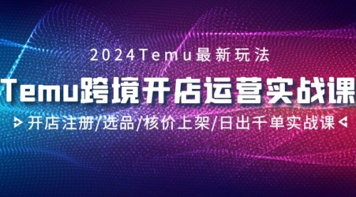 【第9207期】2024Temu跨境开店运营实战课，开店注册/选品/核价上架/日出千单实战课-勇锶商机网