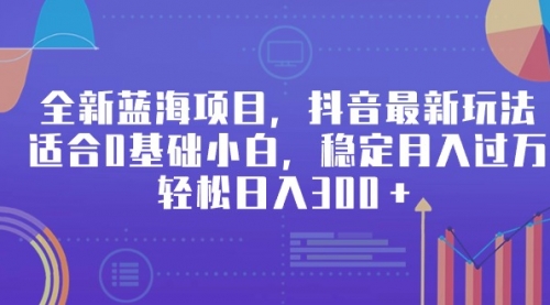 【第9213期】全新蓝海项目，抖音最新玩法，适合0基础小白，稳定月入过万，轻松日入300＋-勇锶商机网