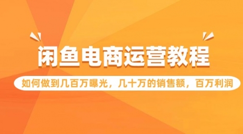 【第9495期】闲鱼电商运营教程：如何做到几百万曝光，几十万的销售额，百万利润-勇锶商机网