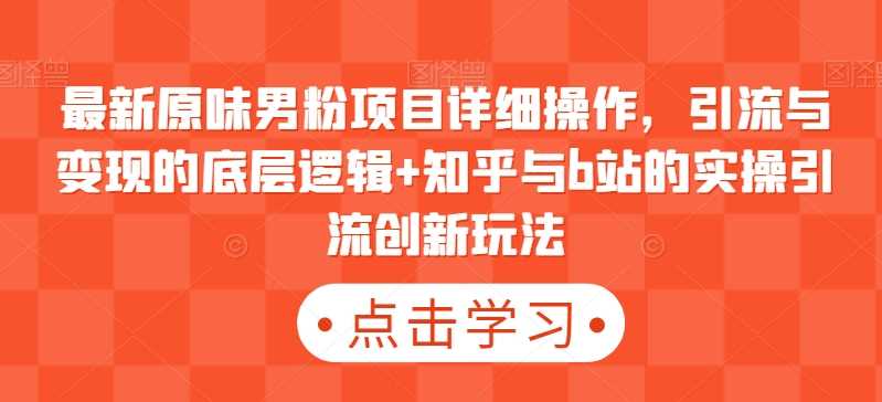 【第9153期】最新原味男粉项目详细操作 引流与变现底层逻辑+知乎与b站实操引流创新玩法-勇锶商机网