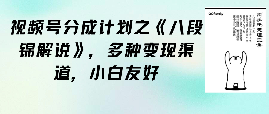 【第9459期】视频号分成计划之《八段锦解说》，多种变现渠道，小白友好（教程+素材）-勇锶商机网