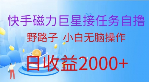 【第9837期】快手磁力巨星接任务自撸，野路子，小白无脑操作日入2000+-勇锶商机网