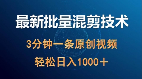 【第9839期】最新批量混剪技术撸收益热门领域玩法，3分钟一条原创视频，轻松日入1000＋-勇锶商机网