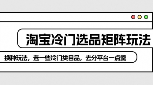 【第9992期】淘宝冷门选品矩阵玩法：换种玩法，选一些冷门类目品，去分平台一点羹-勇锶商机网