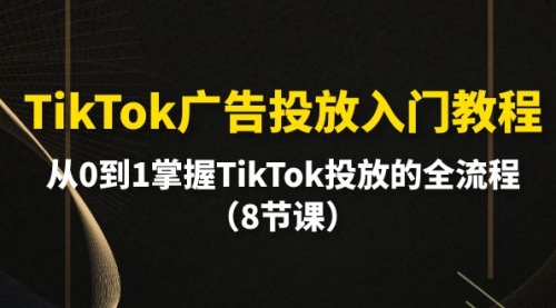 【第9921期】TikTok广告投放入门教程，从0到1掌握TikTok投放的全流程（8节课）-勇锶商机网