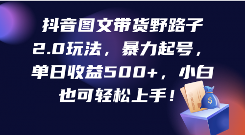 【第9686期】抖音图文带货野路子2.0玩法，暴力起号，单日收益500+-勇锶商机网