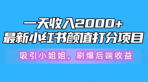 【第9994期】一天收入2000+，最新小红书颜值打分项目，吸引小姐姐，刷爆后端收益-勇锶商机网