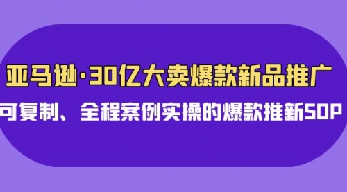 【第9824期】亚马逊30亿·大卖爆款新品推广，可复制、全程案例实操的爆款推新SOP-勇锶商机网