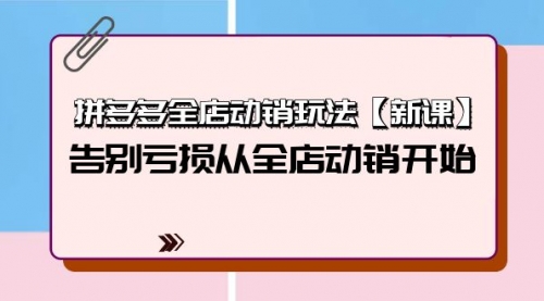 【第9846期】拼多多全店动销玩法【新课】，告别亏损从全店动销开始（4节视频课）-勇锶商机网