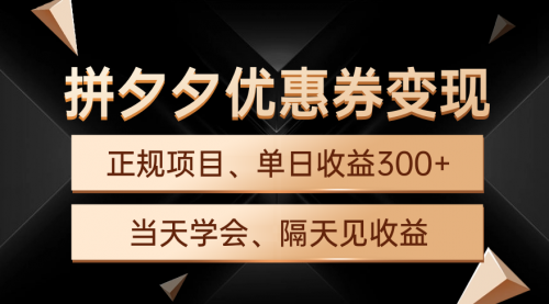 【第9641期】拼夕夕优惠券变现，单日收益300+，手机电脑都可操作-勇锶商机网