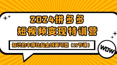 【第9715期】2024拼多多短视频变现特训营，知识的丰厚比起金钱更可靠-勇锶商机网