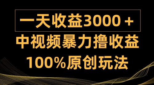 【第9598期】中视频暴力撸收益，日入3000＋，100%原创玩法，小白轻松上手多种变现方式-勇锶商机网