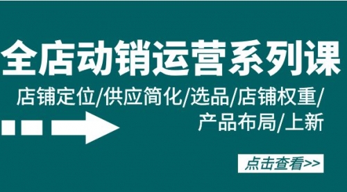 【第9737期】全店·动销运营系列课：店铺定位/供应简化/选品/店铺权重/产品布局/上新-勇锶商机网