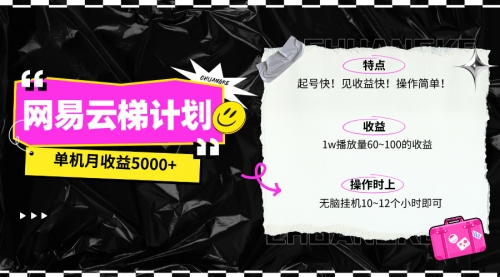 【第9912期】网易云梯计划网页版，单机月收益5000+！可放大操作-勇锶商机网