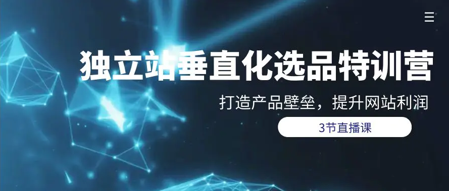 【第9811期】垂直化选品训练营，打造产品壁垒，提升网站利润（3节直播课）-吸亿欧创业网