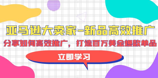 【第9823期】亚马逊 大卖家-新品高效推广，分享如何高效推广，打造百万美金爆款单品-勇锶商机网