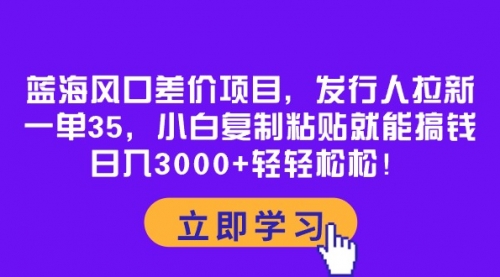 【第10045期】蓝海风口差价项目，发行人拉新，一单35，小白复制粘贴就能搞钱！-勇锶商机网