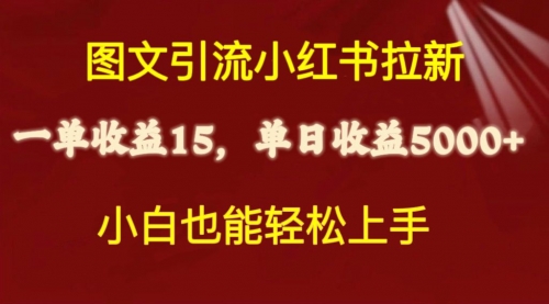 【第10094期】图文引流小红书拉新一单15元，单日暴力收益5000+，小白也能轻松上手-勇锶商机网