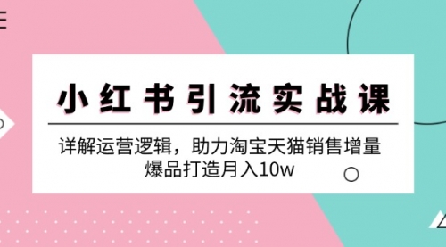 【第11656期】小红书引流实战课：详解运营逻辑，助力淘宝天猫销售增量，爆品打造月入10w-吸亿欧创业网