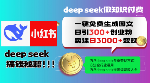【第12489期】Deep seek 一键免费生成小红书图文日引300+创业粉-吸亿欧创业网