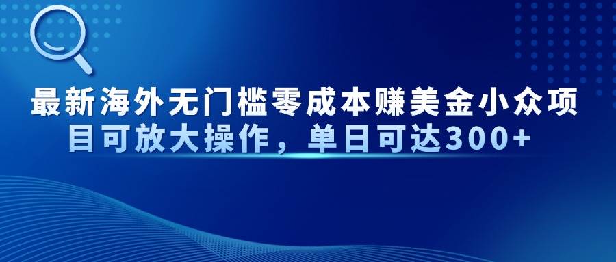 【第12839期】海外无门槛零成本赚美金小众项目可放大操作，单日可达300+-吸亿欧创业网