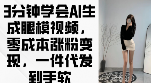 【第12841期】3分钟学会AI生成腿模视频，零成本涨粉变现，一件代发到手软-吸亿欧创业网
