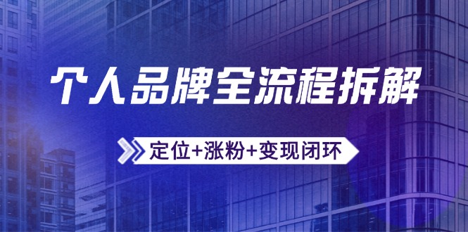 【第12948期】个人品牌全流程拆解：定位+涨粉+变现闭环，微信生态运营与资源整合-吸亿欧创业网