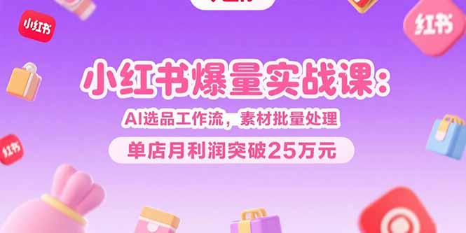 【第13310期】小红书爆量实战课：AI选品工作流，素材批量处理，单店月利润突破25万元-吸亿欧创业网