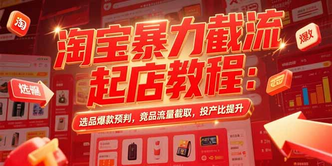 【第13318期】淘宝暴力截流起店教程：选品爆款预判，竞品流量截取，投产比提升-吸亿欧创业网
