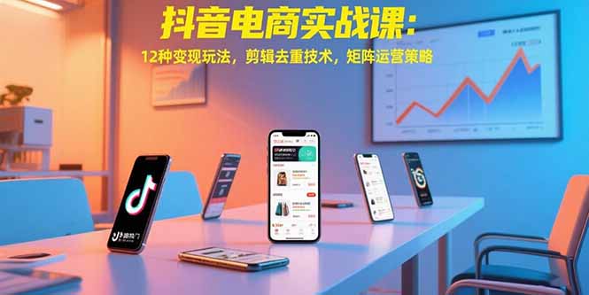 【第13321期】抖音电商实战课：12种变现玩法，剪辑去重技术，矩阵运营策略-吸亿欧创业网